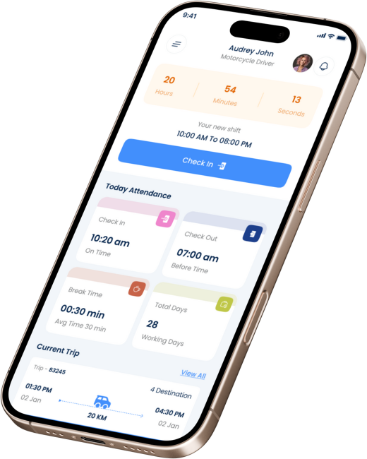 Dashboard — shift, attendance & current trip